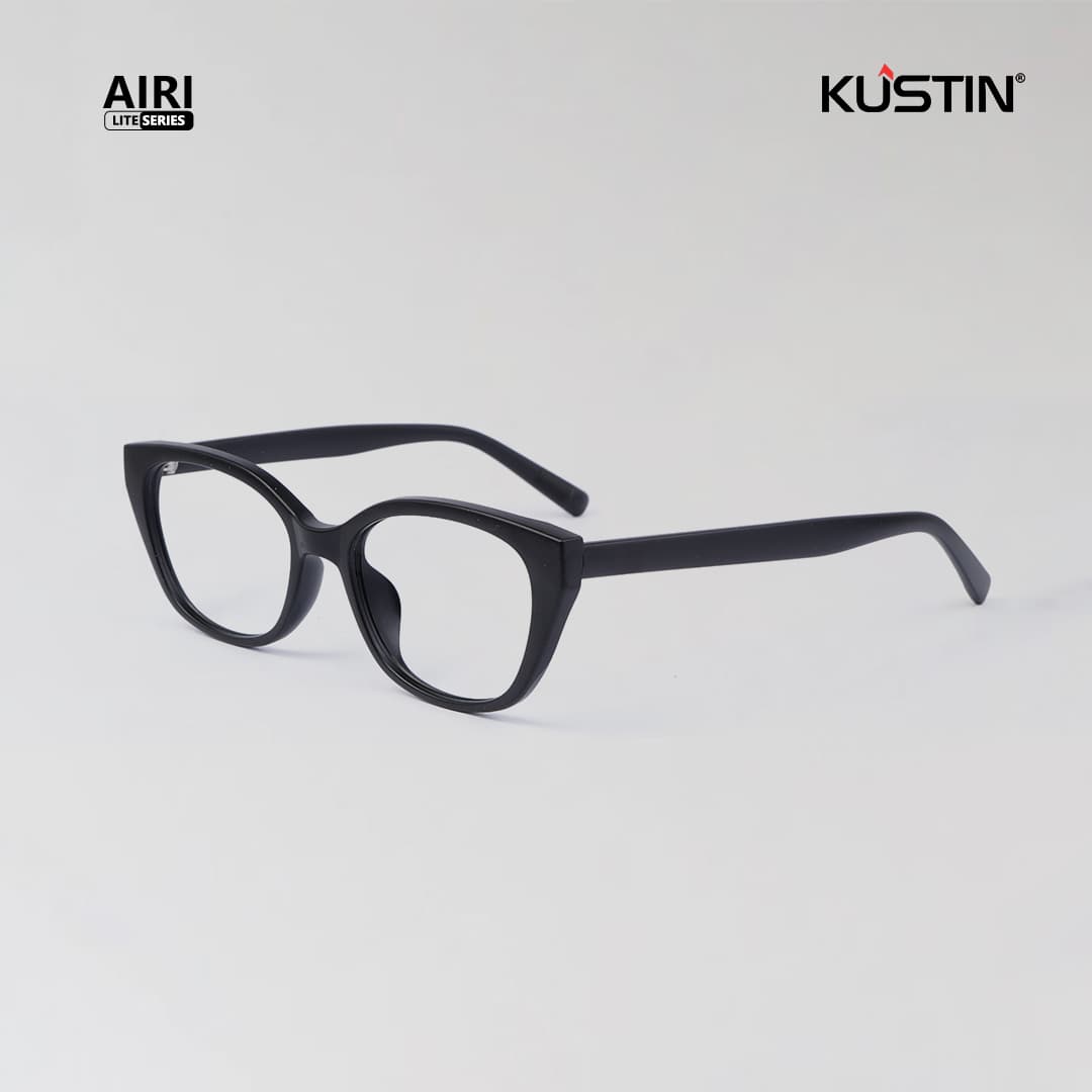 Kustin – Airi | Frame Kacamata Antiradiasi Cat Eye Premium - BLACK
