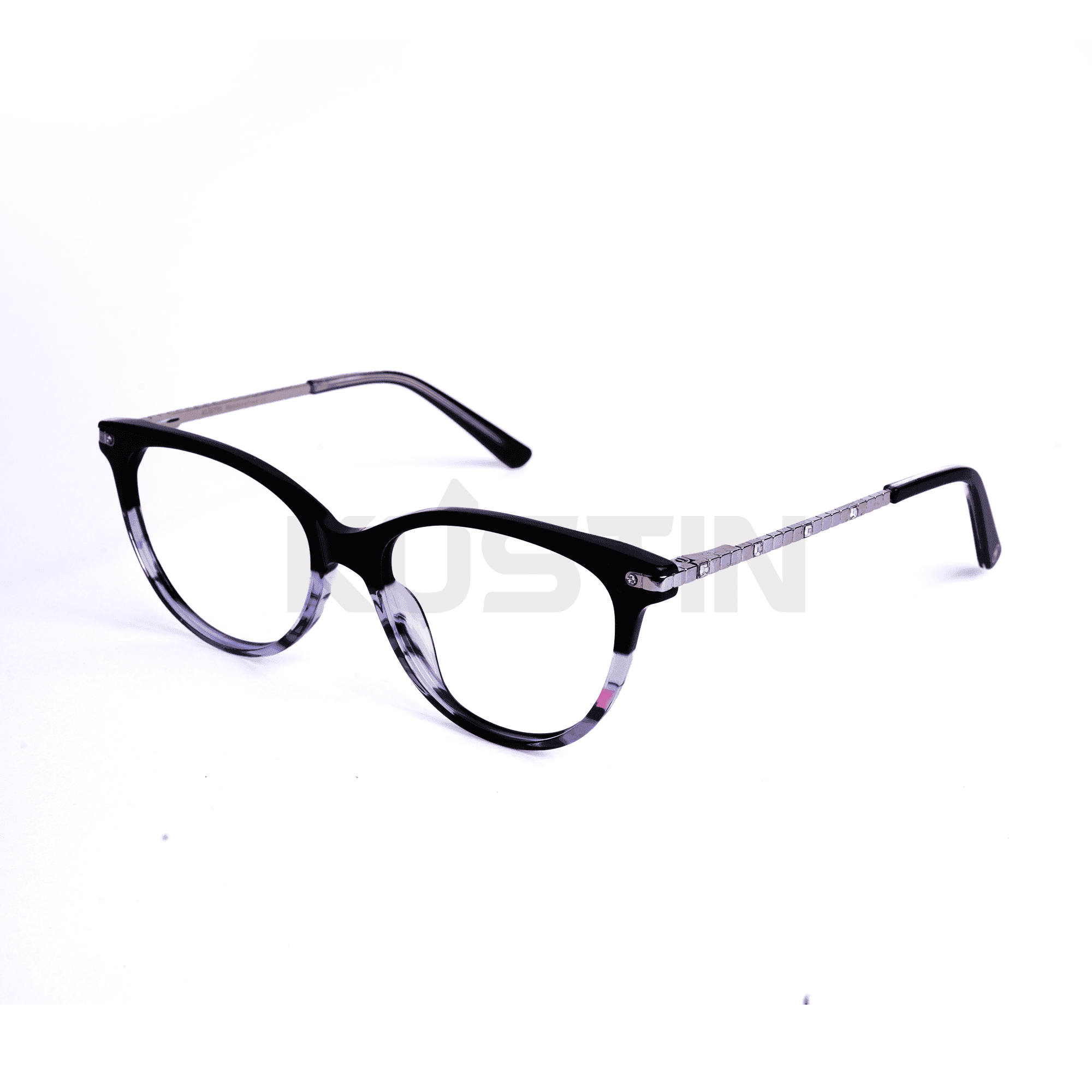 Kustin BORA | Frame Kacamata Cat Eye Elegan Unisex | Ringan Nyaman | Bisa Lensa Minus, Plus & Blue Light - BLACK MARBLE