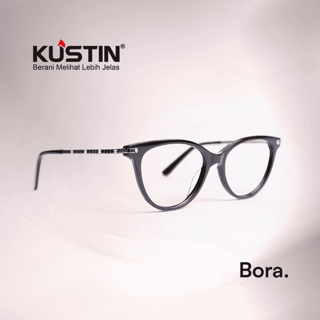 Kustin BORA | Frame Kacamata Cat Eye Elegan Unisex | Ringan Nyaman | Bisa Lensa Minus, Plus & Blue Light