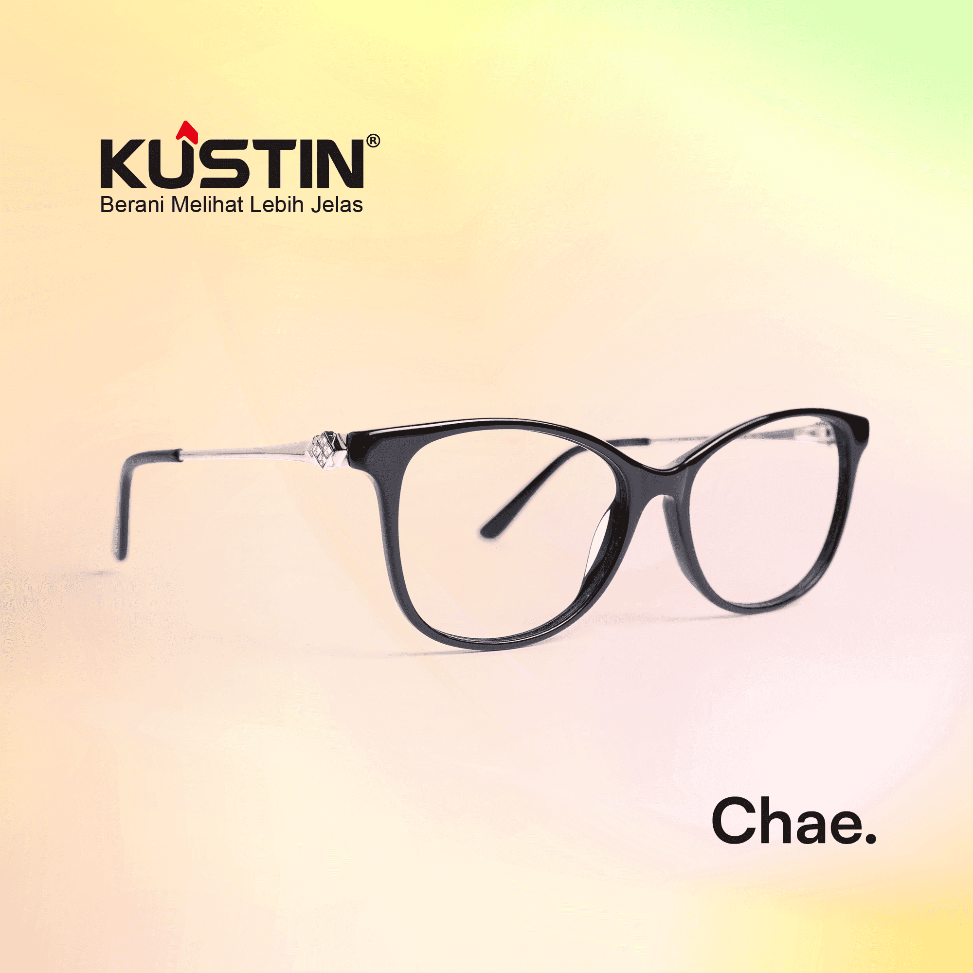 Kustin CHAE | Frame Kacamata Cat Eye Elegan Wanita | Bisa Lensa Minus Plus Silinder | Ringan & Nyaman