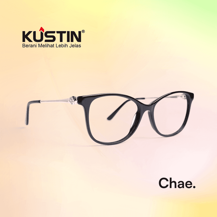 Kustin CHAE | Frame Kacamata Cat Eye Elegan Wanita | Bisa Lensa Minus Plus Silinder | Ringan & Nyaman