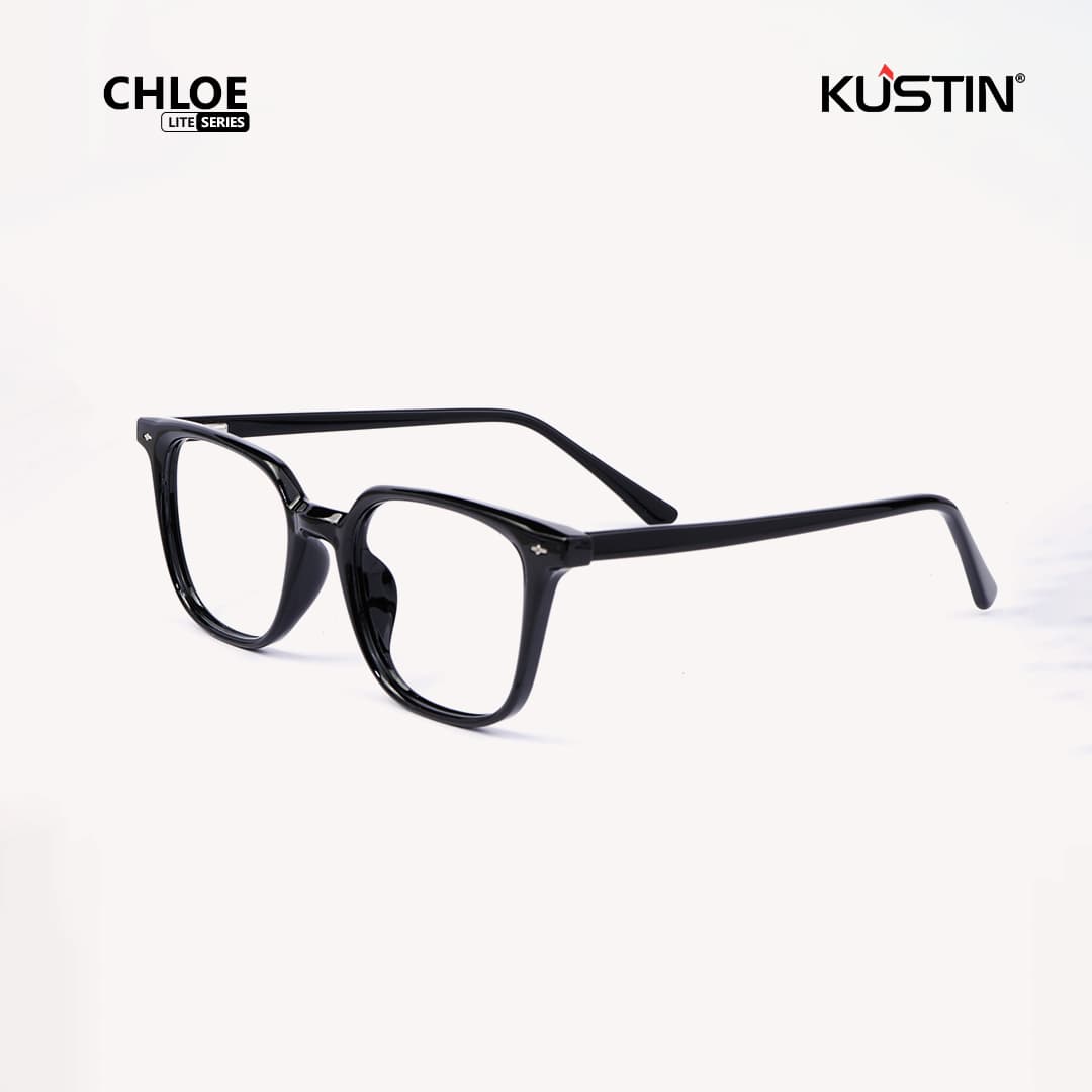Kustin – CHLOE | Frame Kacamata Kotak Korean Style Premium - BLACK