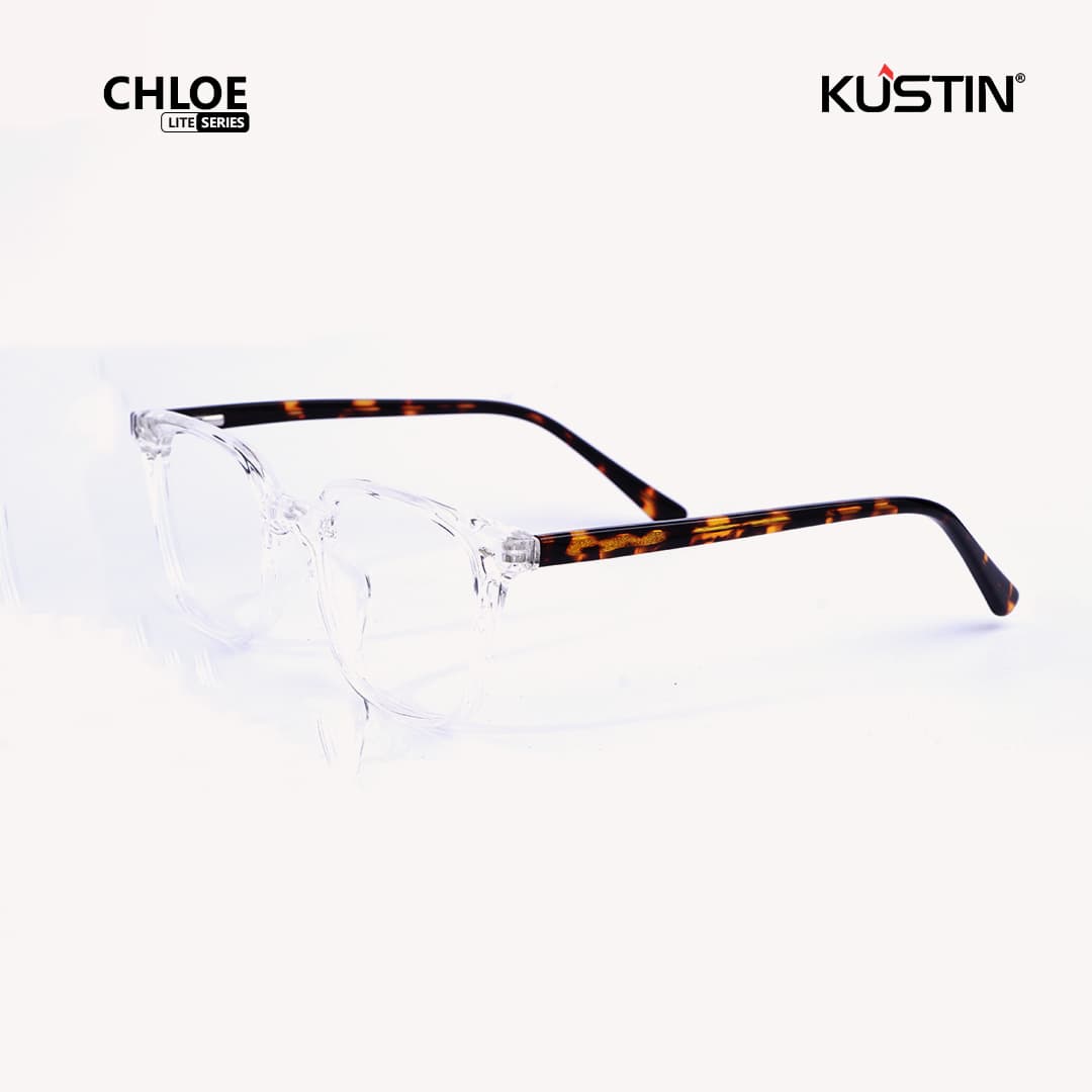 Kustin – CHLOE | Frame Kacamata Kotak Korean Style Premium - CRYSTAL