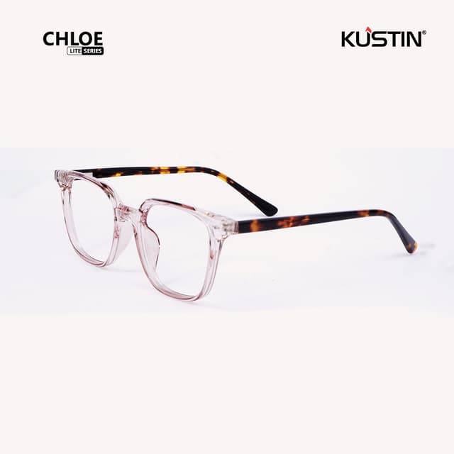 Kustin – CHLOE | Frame Kacamata Kotak Korean Style Premium - PINK