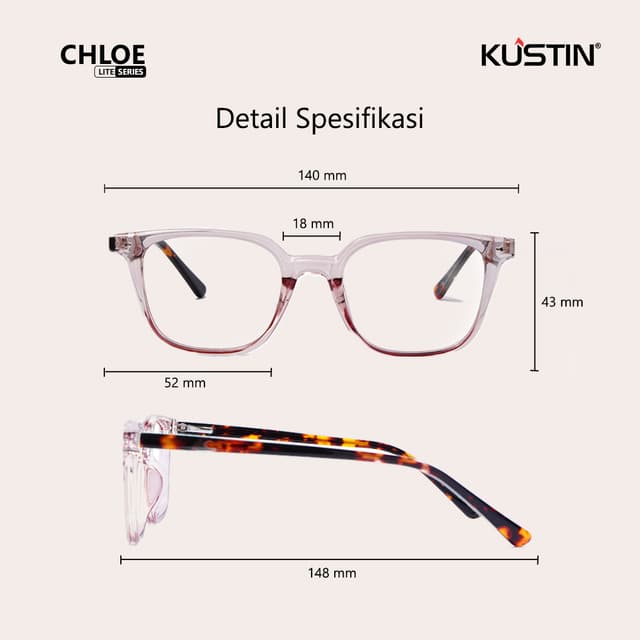 Kustin – CHLOE | Frame Kacamata Kotak Korean Style Premium