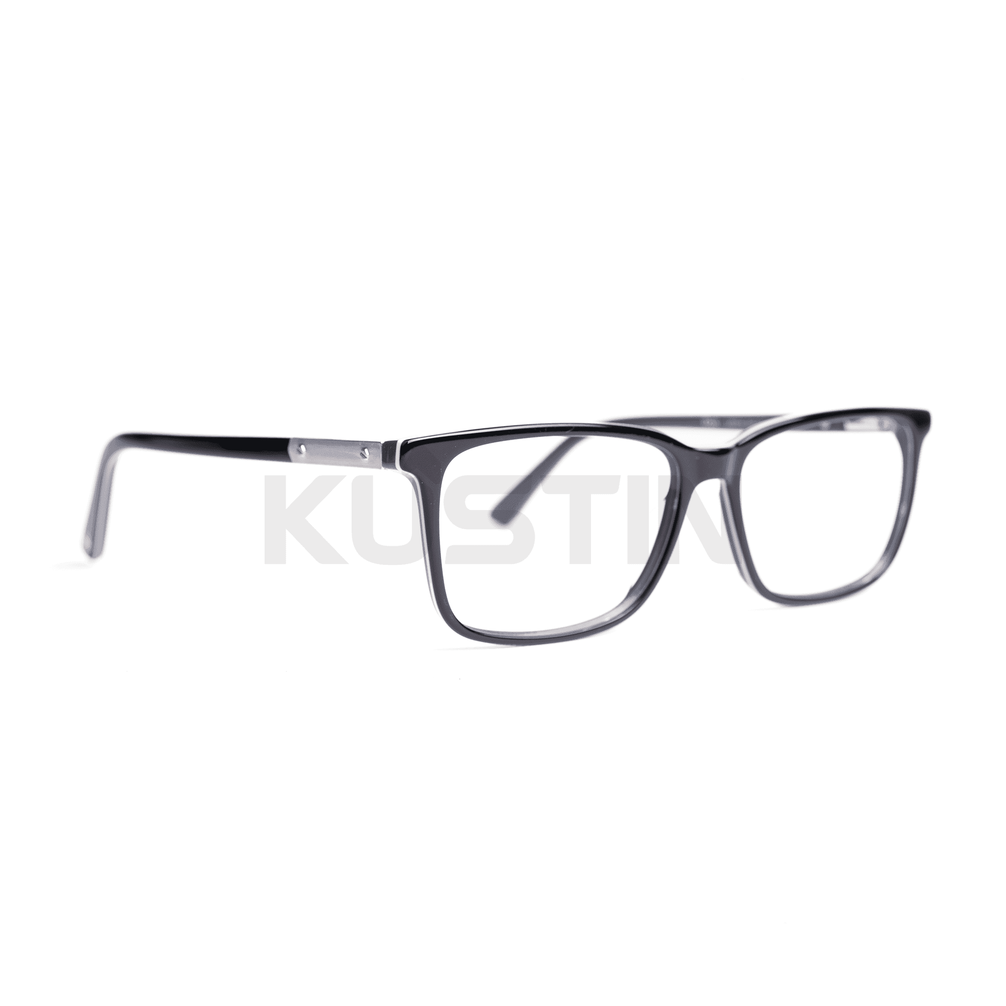 Kustin DAE | Frame Kacamata Square Unisex Minimalis | Bisa Lensa Minus Plus Silinder | Ringan & Nyaman - BLACK WHITE