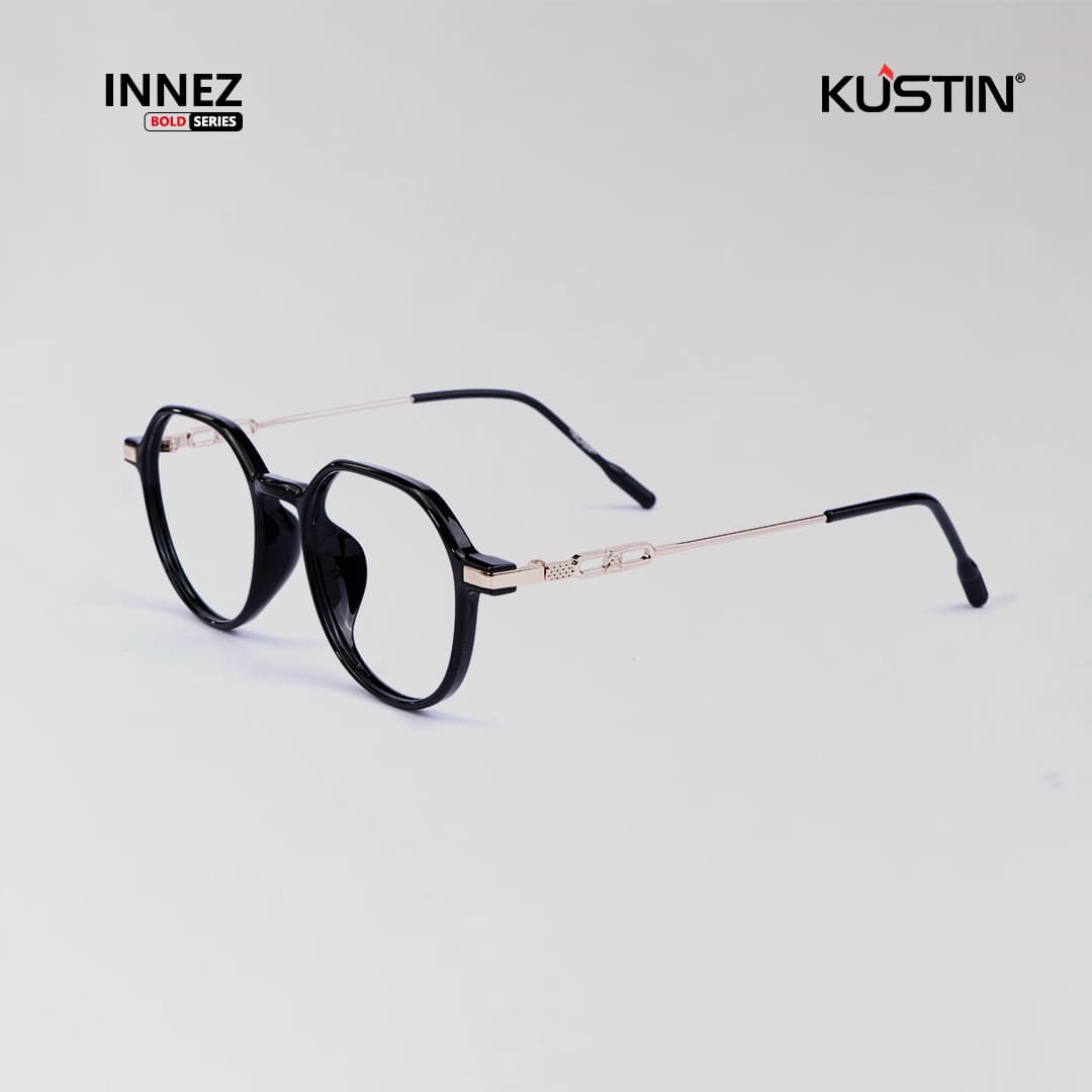 Kustin – INNEZ | Frame Kacamata Metal Tipis Elegan - BLACK GOLD