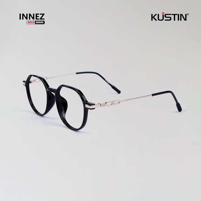 Kustin – INNEZ | Frame Kacamata Metal Tipis Elegan - BLACK GOLD