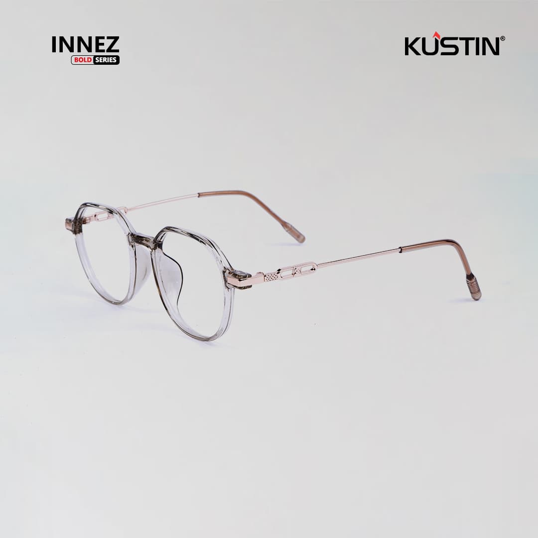 Kustin – INNEZ | Frame Kacamata Metal Tipis Elegan - CRYSTAL BROWN