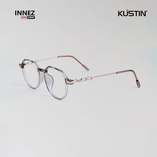 Kustin – INNEZ | Frame Kacamata Metal Tipis Elegan - CRYSTAL BROWN