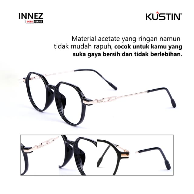 Kustin – INNEZ | Frame Kacamata Metal Tipis Elegan