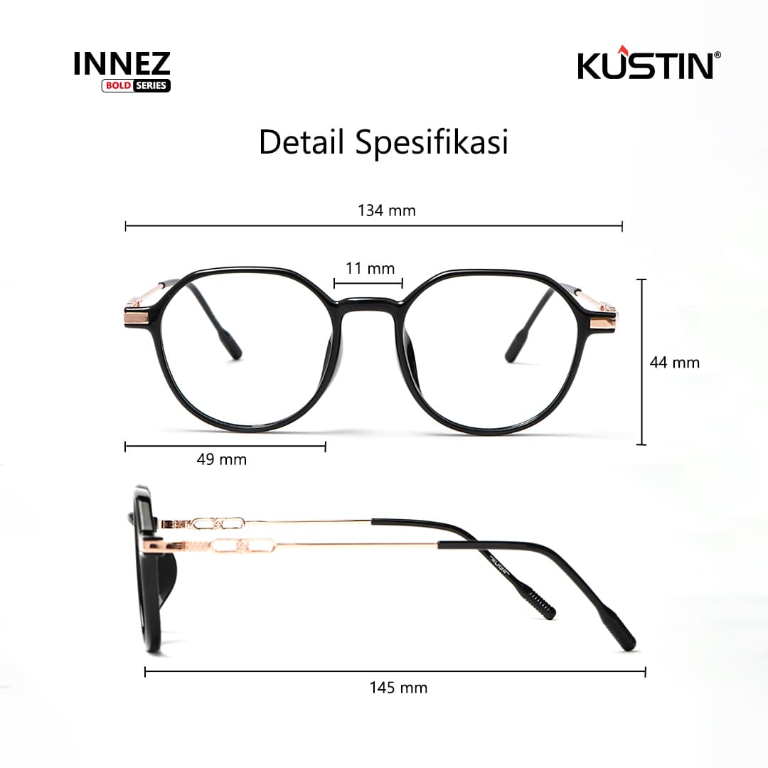 Kustin – INNEZ | Frame Kacamata Metal Tipis Elegan
