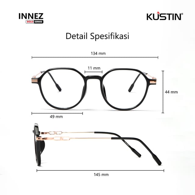 Kustin – INNEZ | Frame Kacamata Metal Tipis Elegan