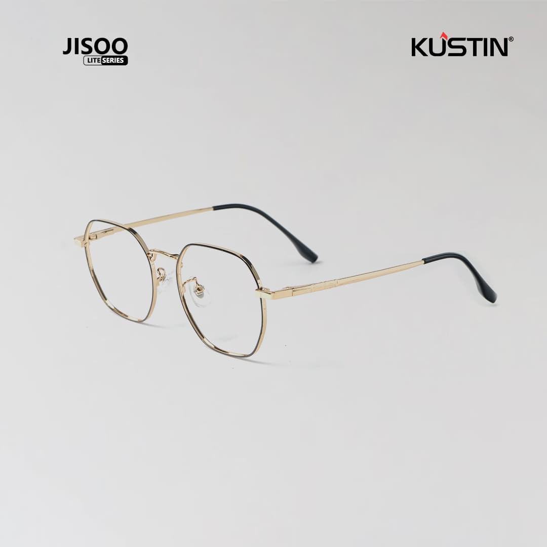 Kustin – JISO | Frame Kacamata Antiradiasi Metal Stylish Wanita - BLACK GOLD