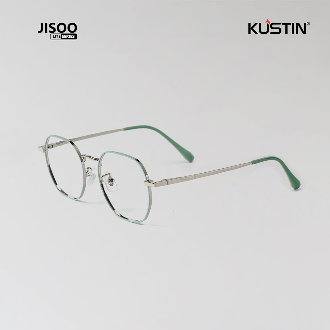 Kustin – JISO | Frame Kacamata Antiradiasi Metal Stylish Wanita - GREEN