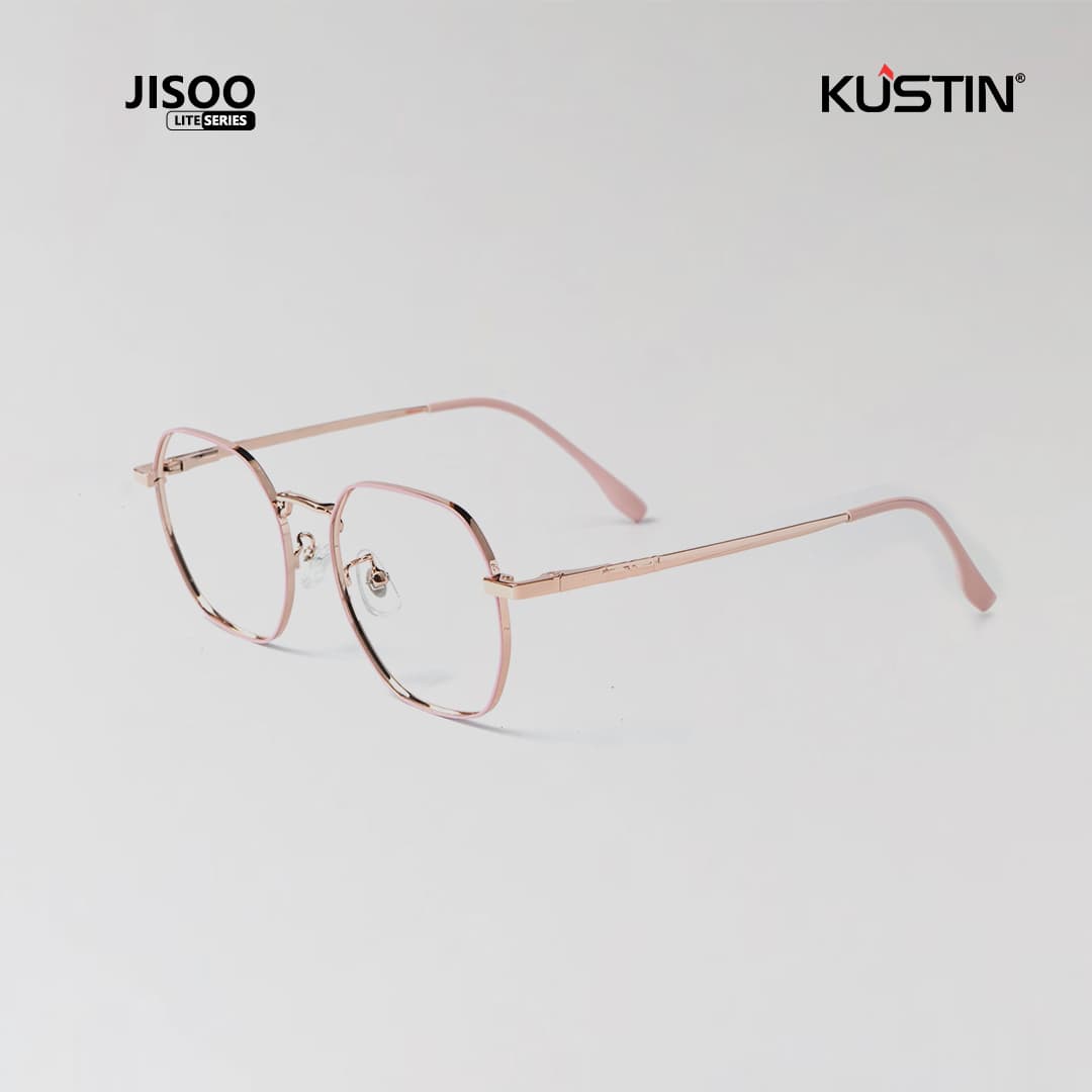 Kustin – JISO | Frame Kacamata Antiradiasi Metal Stylish Wanita - PINK