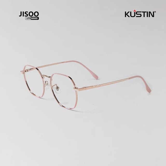 Kustin – JISO | Frame Kacamata Antiradiasi Metal Stylish Wanita - PINK