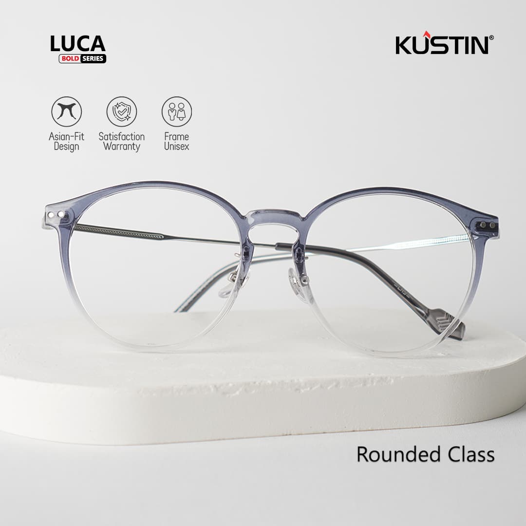 Kustin - LUCA | Frame Kacamata Bulat Stylist Lentur Kokoh