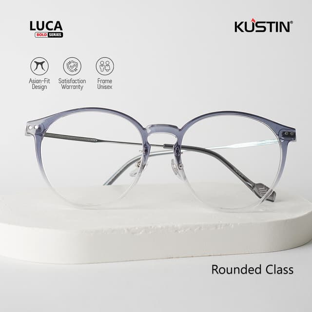 Kustin - LUCA | Frame Kacamata Bulat Stylist Lentur Kokoh