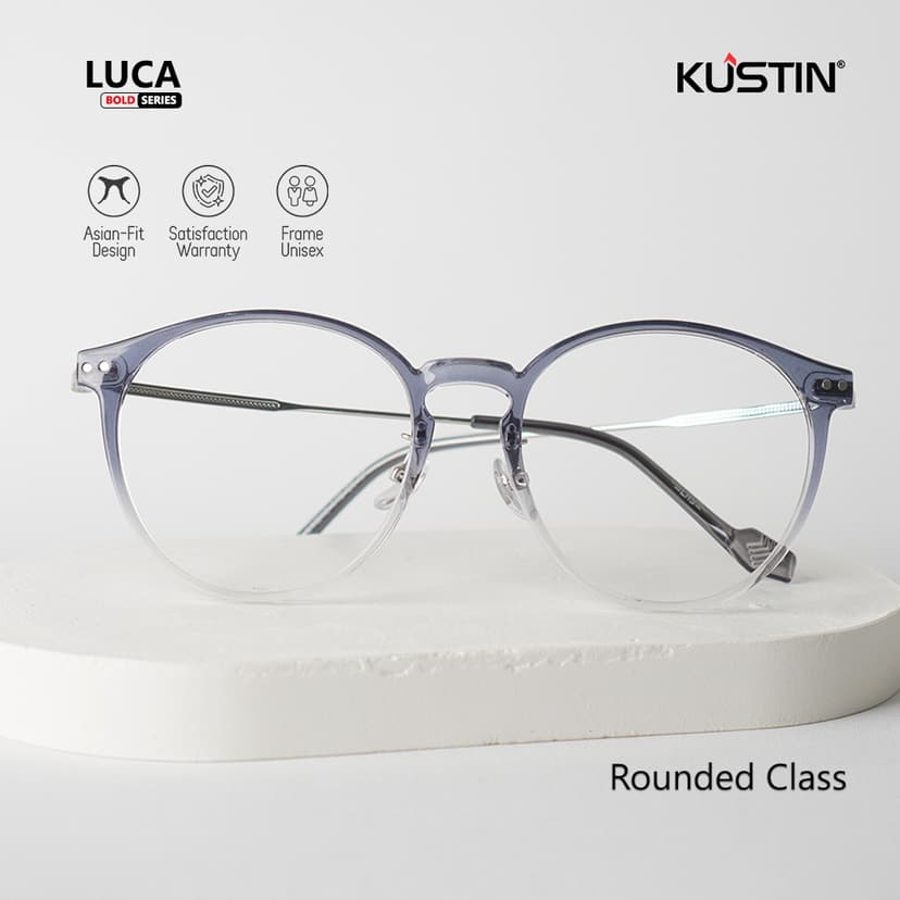 Kustin - LUCA | Frame Kacamata Bulat Stylist Lentur Kokoh