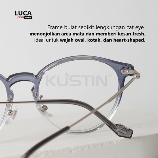 Kustin - LUCA | Frame Kacamata Bulat Stylist Lentur Kokoh