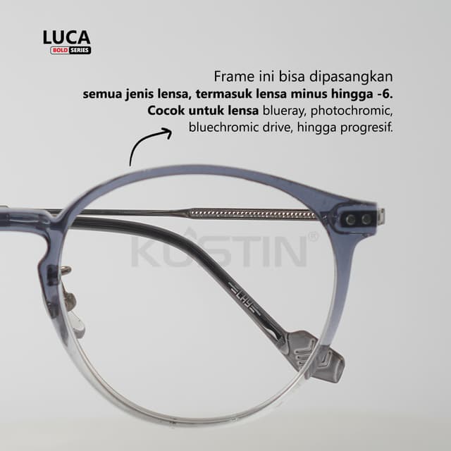 Kustin - LUCA | Frame Kacamata Bulat Stylist Lentur Kokoh