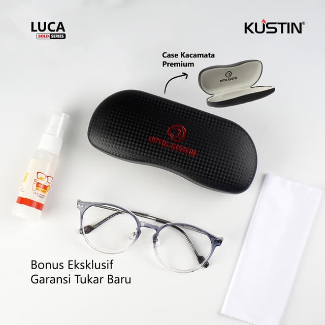 Kustin - LUCA | Frame Kacamata Bulat Stylist Lentur Kokoh