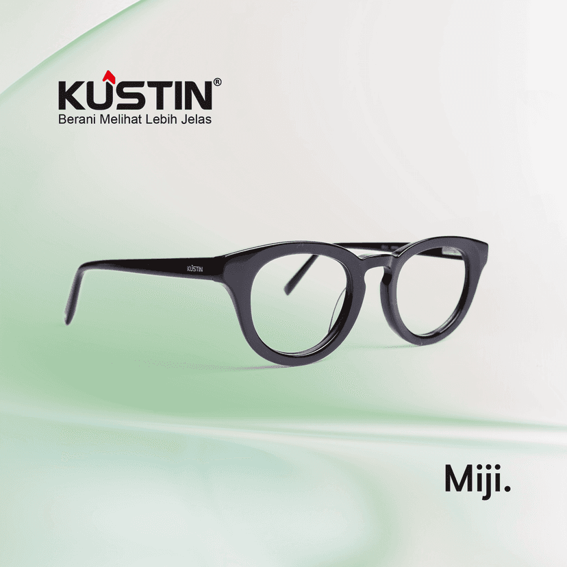 Kustin – MIJI | Frame Kacamata Round Unisex Ringan Elegan | Bisa Pasang Lensa Minus Plus Silinder