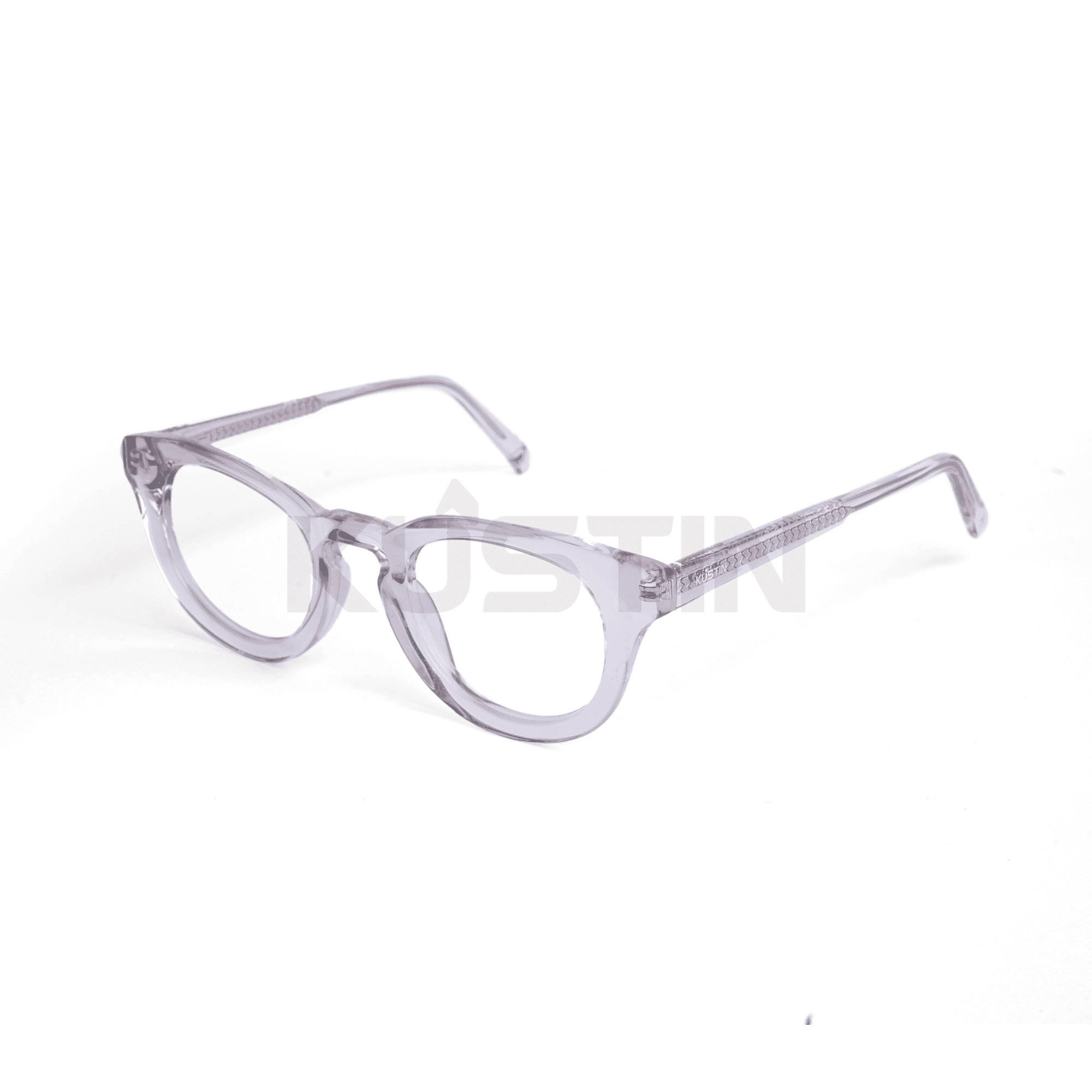 Kustin – MIJI | Frame Kacamata Round Unisex Ringan Elegan | Bisa Pasang Lensa Minus Plus Silinder - CRYSTAL