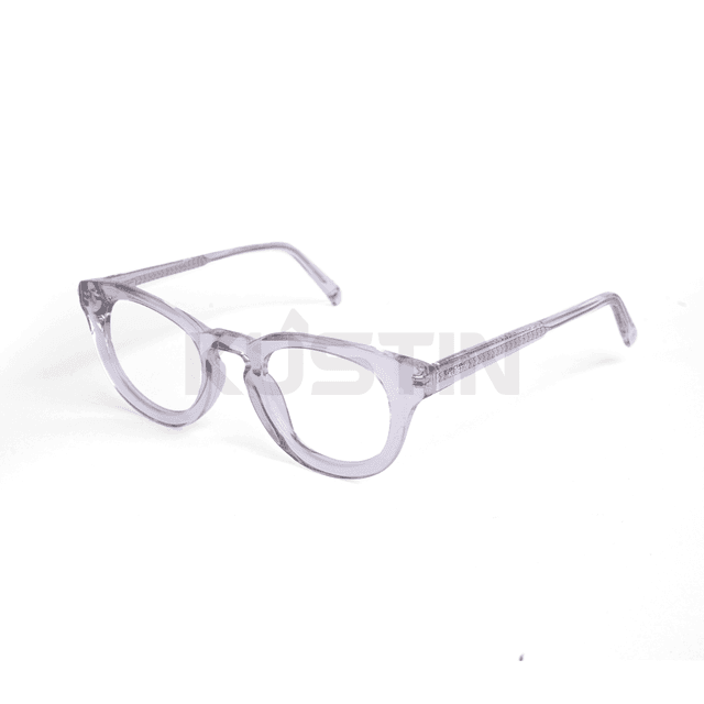 Kustin – MIJI | Frame Kacamata Round Unisex Ringan Elegan | Bisa Pasang Lensa Minus Plus Silinder - CRYSTAL