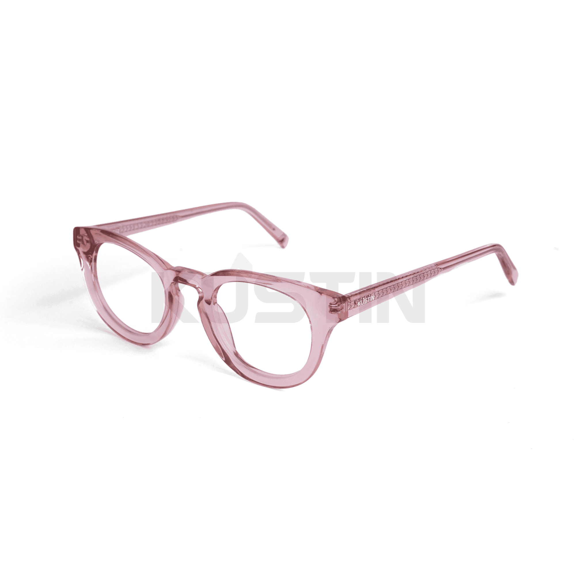 Kustin – MIJI | Frame Kacamata Round Unisex Ringan Elegan | Bisa Pasang Lensa Minus Plus Silinder - CRYSTAL PINK
