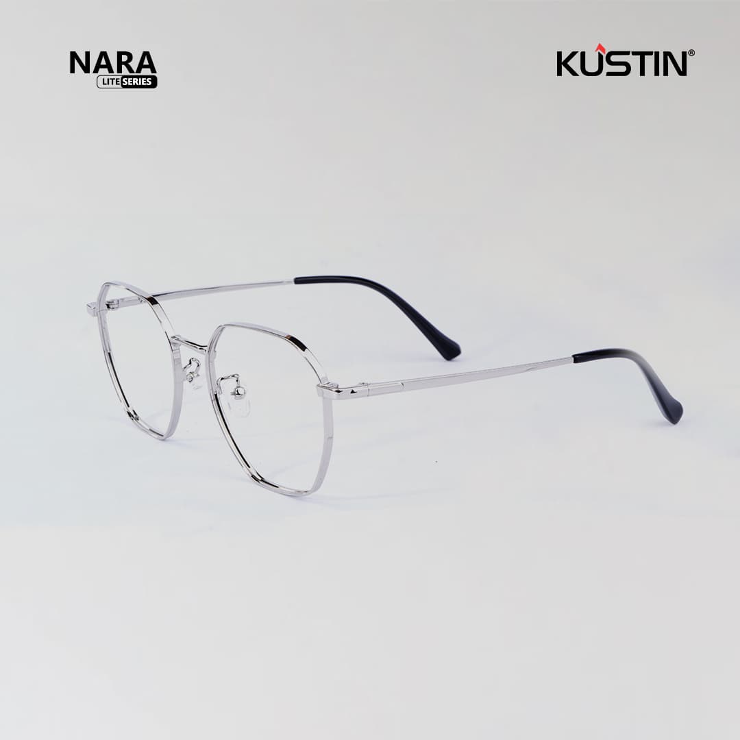 Kustin – NARA | Frame Kacamata Unisex Elegan Stylish Ringan - FULL SILVER