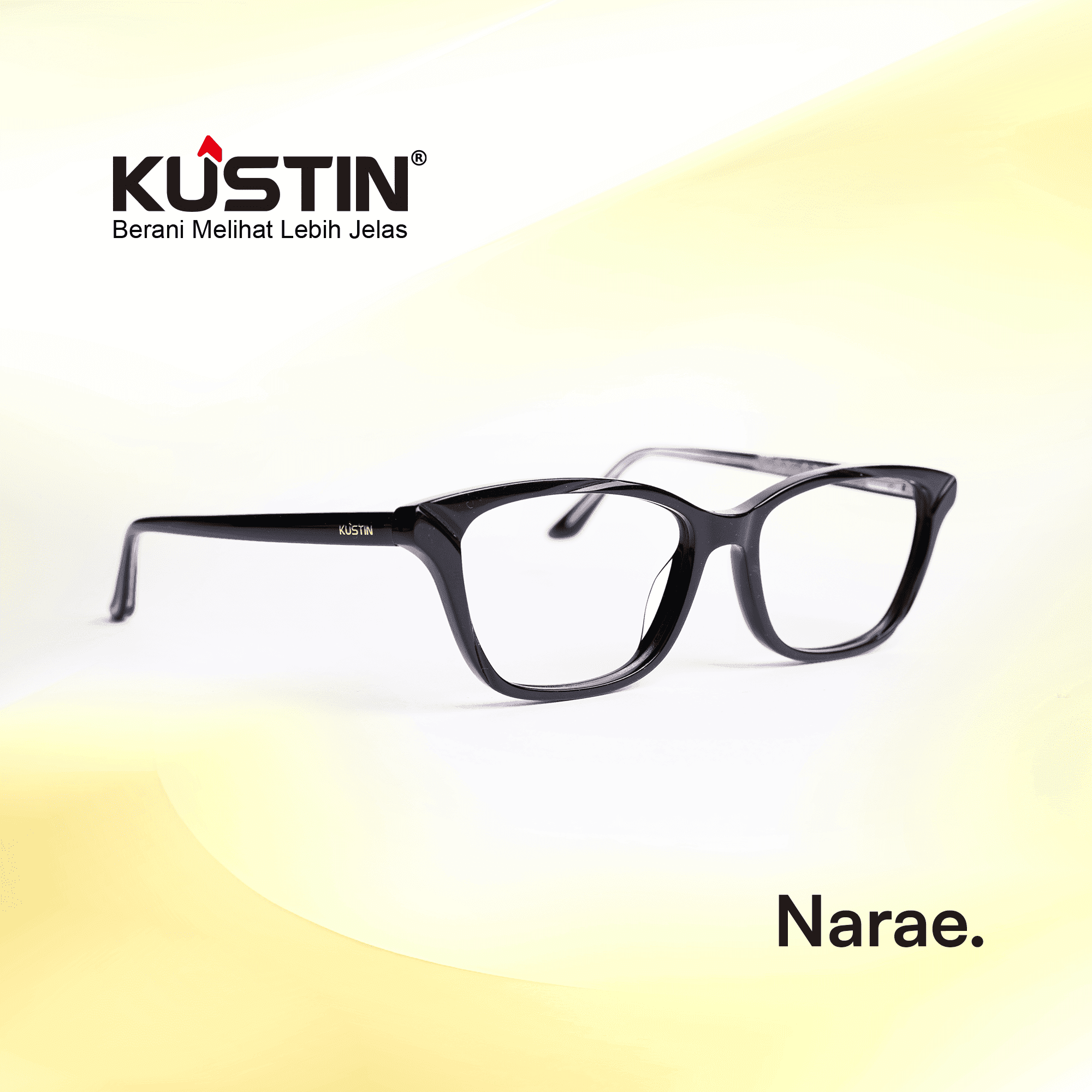 Kustin – NARAE | Frame Kacamata Soft Square Unisex Elegan | Bisa Lensa Minus Plus Silinder
