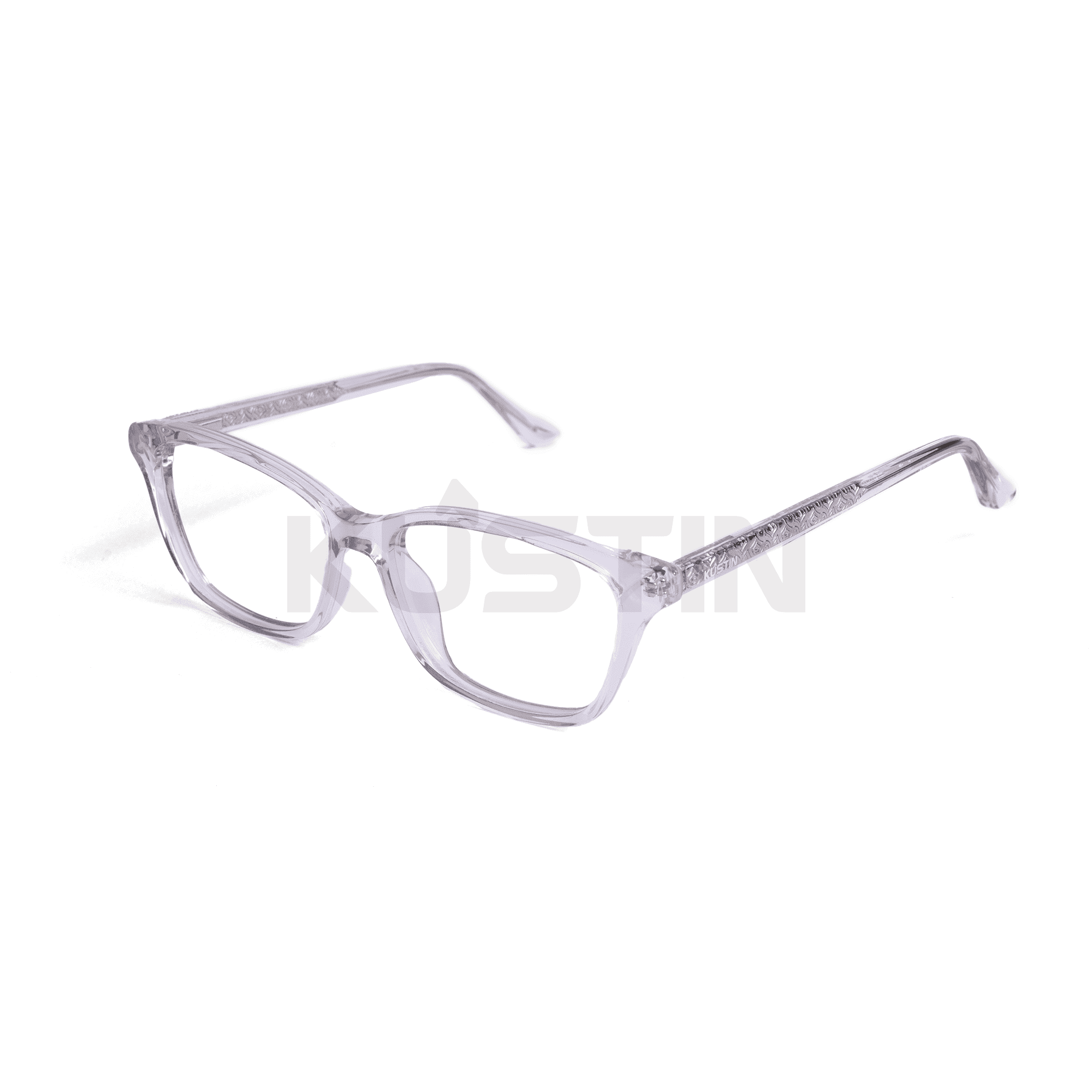 Kustin – NARAE | Frame Kacamata Soft Square Unisex Elegan | Bisa Lensa Minus Plus Silinder - CRYSTAL GREY