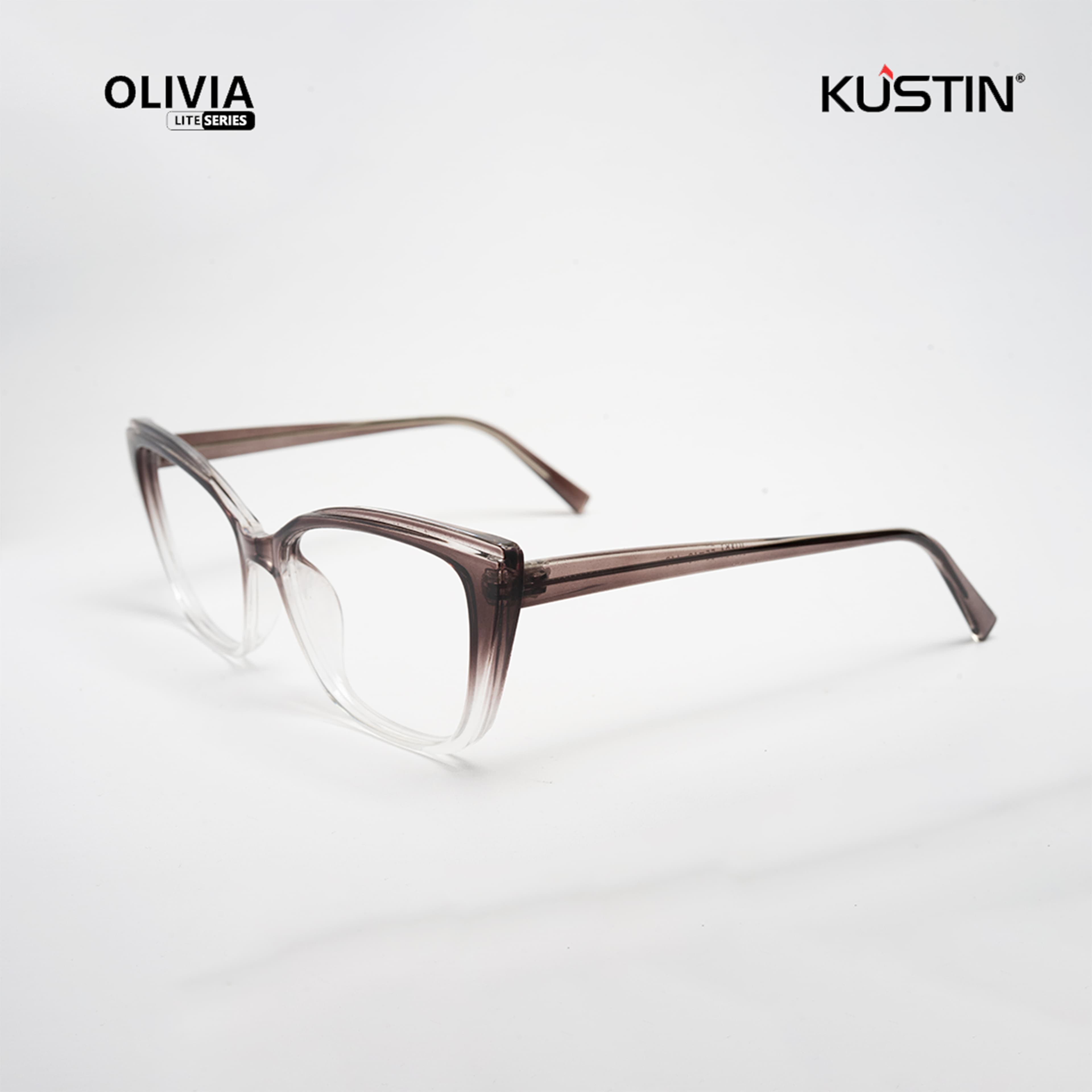 Kustin - OLIVIA | Frame Kacamata Anti Radiasi Cat Eye Acetate - GREY GRADASI