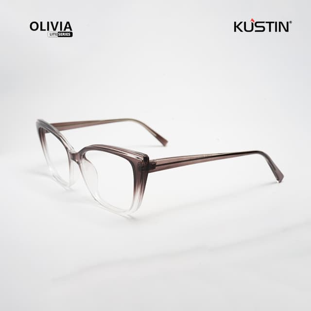 Kustin - OLIVIA | Frame Kacamata Anti Radiasi Cat Eye Acetate - GREY GRADASI