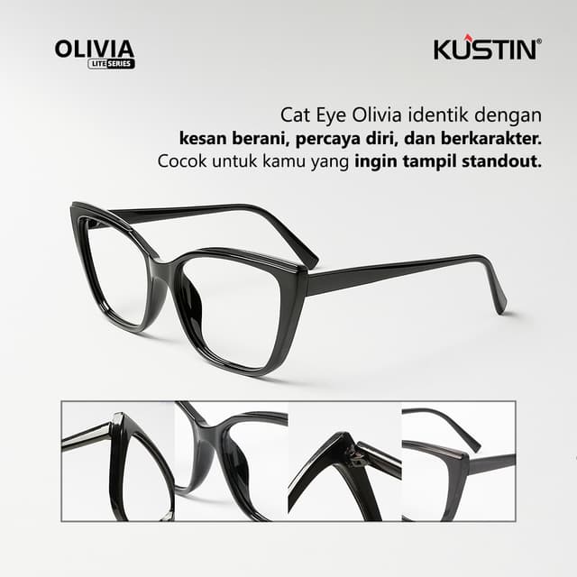 Kustin - OLIVIA | Frame Kacamata Anti Radiasi Cat Eye Acetate