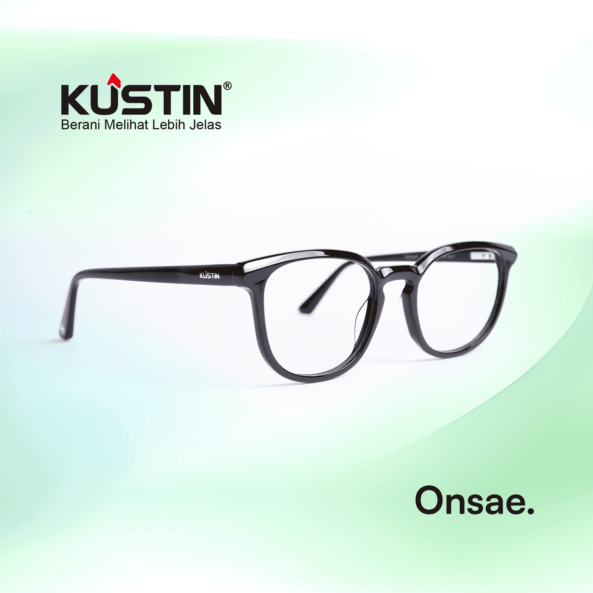 Kustin – ONSAE | Frame Kacamata Kotak Square Unisex Stylish | Bisa Lensa Minus Plus Silinder