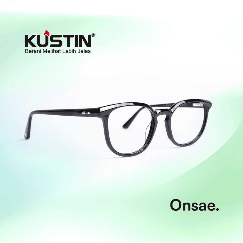 Kustin – ONSAE | Frame Kacamata Kotak Square Unisex Stylish | Bisa Lensa Minus Plus Silinder