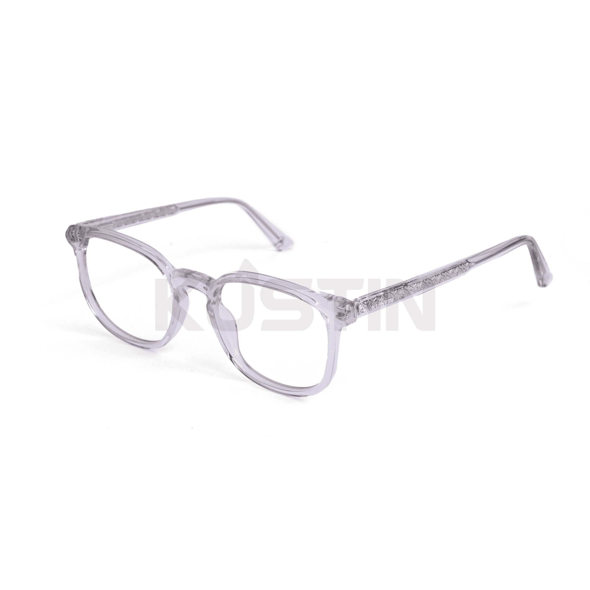 Kustin – ONSAE | Frame Kacamata Kotak Square Unisex Stylish | Bisa Lensa Minus Plus Silinder - CRYSTAL