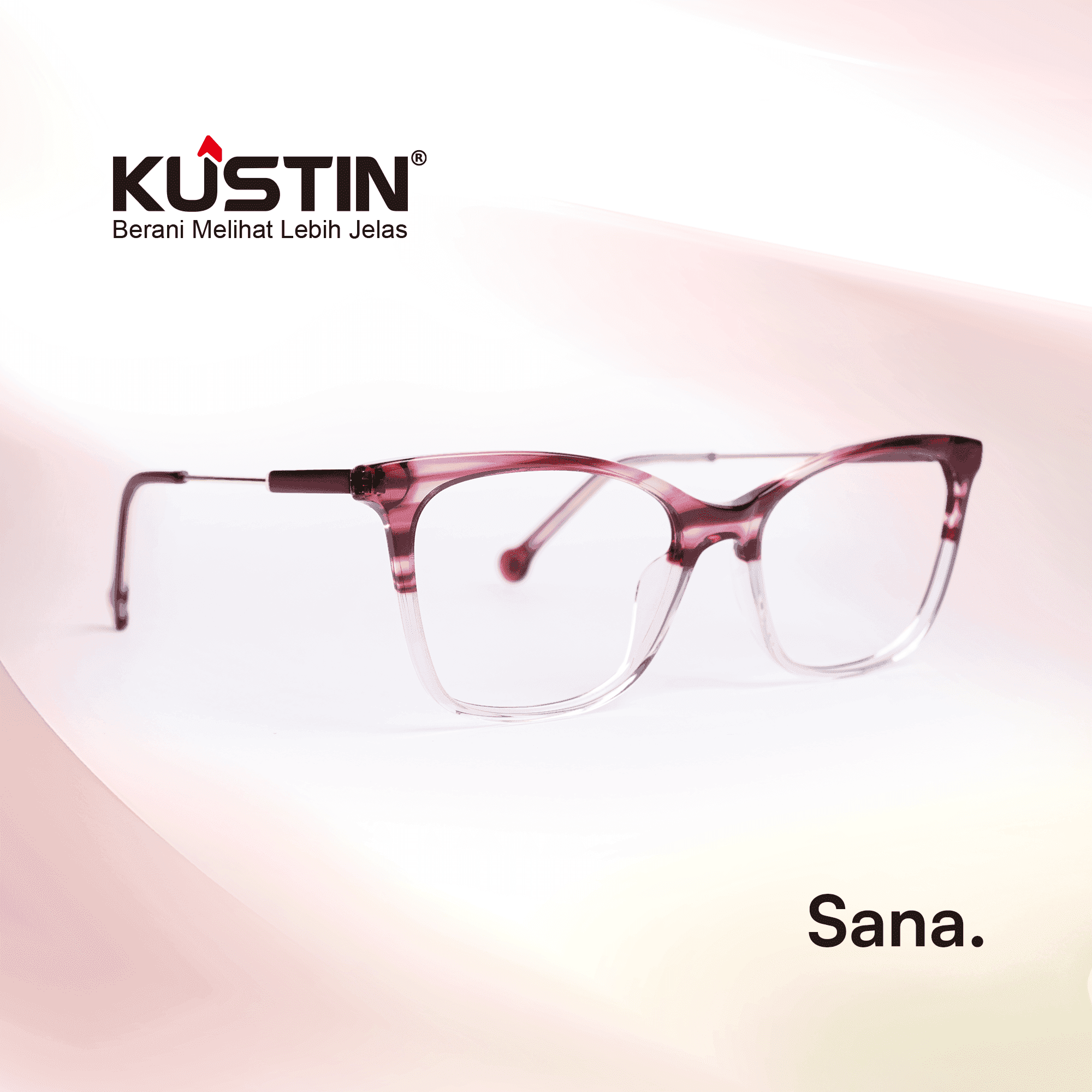 Kustin – SANA | Frame Kacamata Soft Square Wanita Elegan | Bisa Lensa Minus Plus Silinder