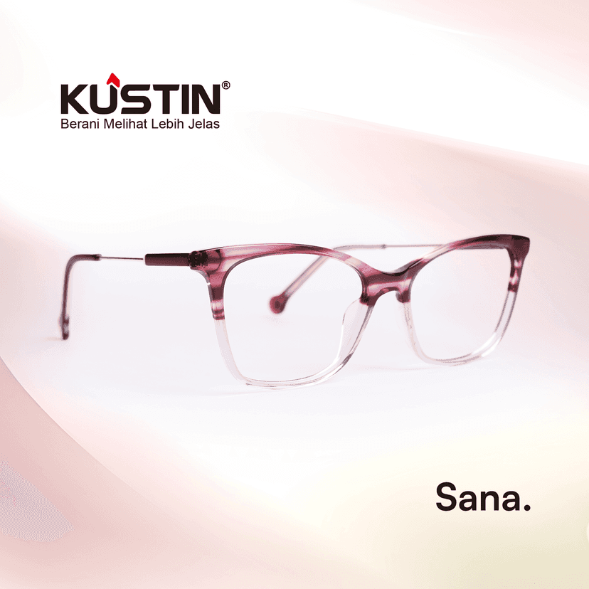 Kustin – SANA | Frame Kacamata Soft Square Wanita Elegan | Bisa Lensa Minus Plus Silinder
