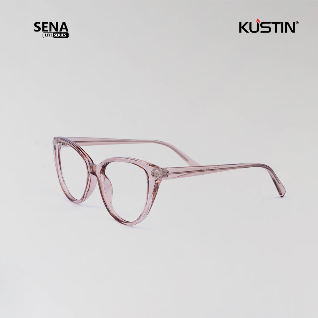 Kustin – SENA | Frame Kacamata Cat Eye Korean Style Elegan - CRYSTAL BROWN