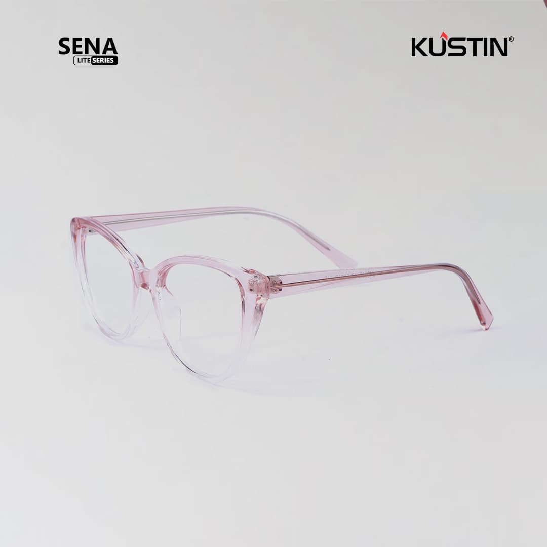 Kustin – SENA | Frame Kacamata Cat Eye Korean Style Elegan - PINK