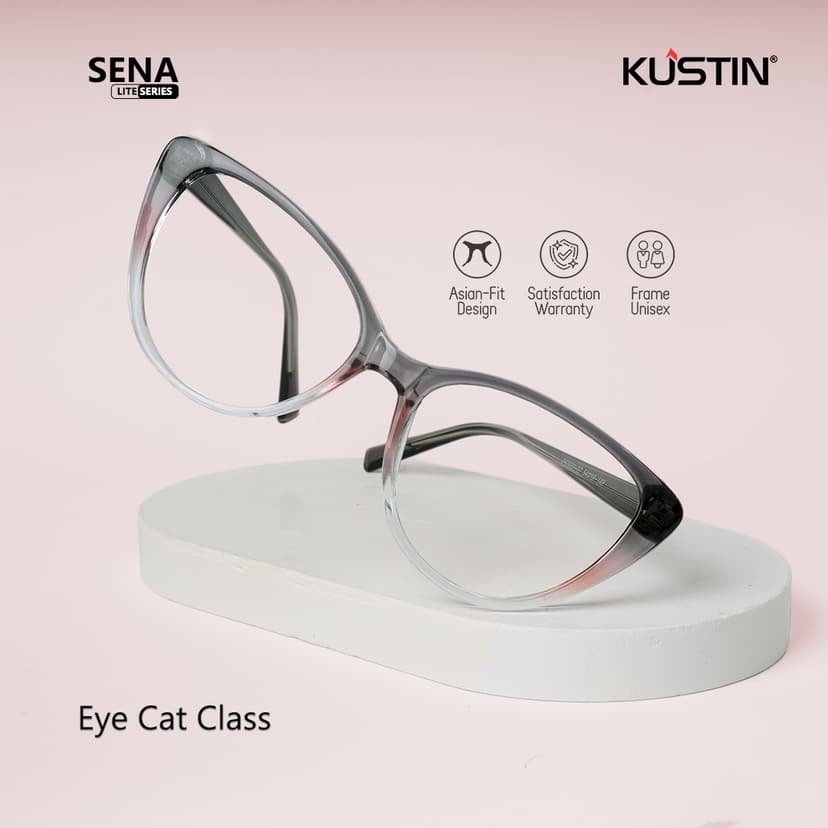Kustin – SENA | Frame Kacamata Cat Eye Korean Style Elegan