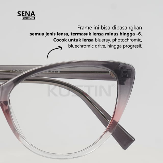 Kustin – SENA | Frame Kacamata Cat Eye Korean Style Elegan