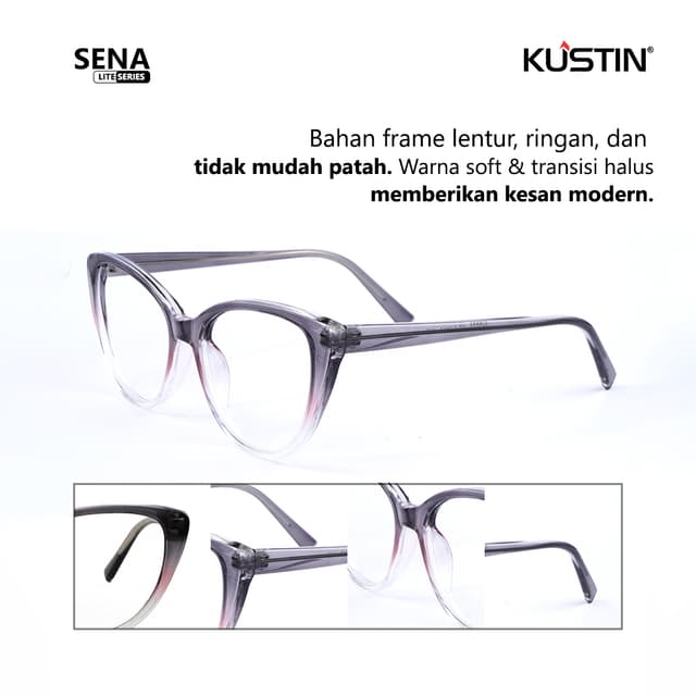 Kustin – SENA | Frame Kacamata Cat Eye Korean Style Elegan