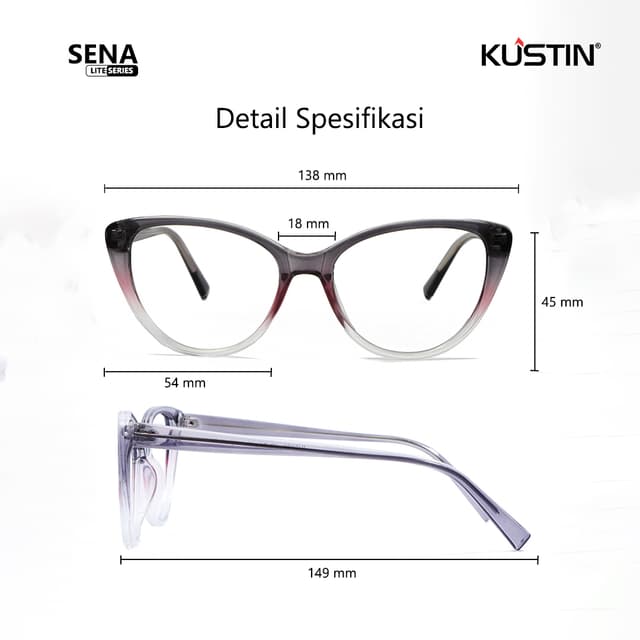 Kustin – SENA | Frame Kacamata Cat Eye Korean Style Elegan