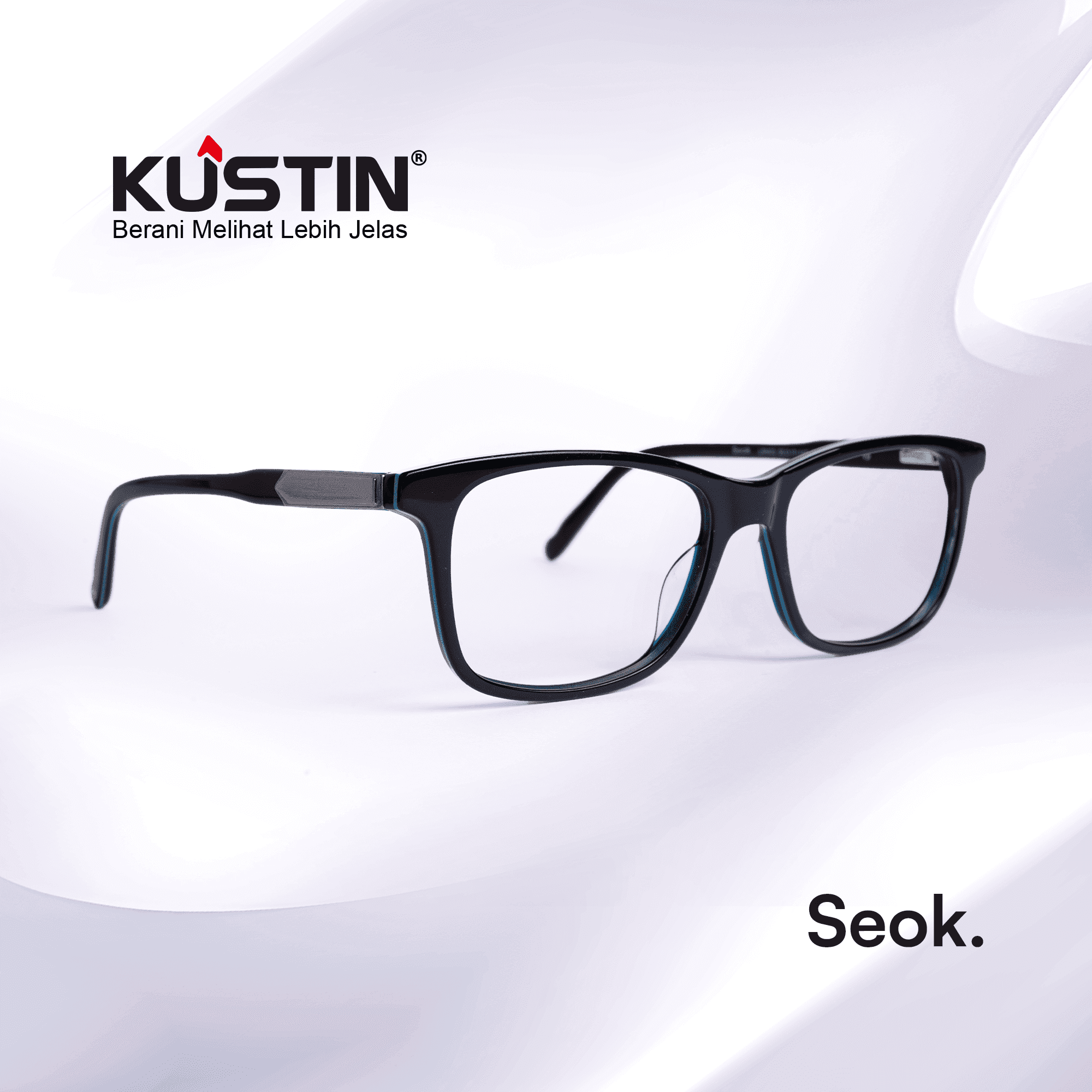 Kustin – SEOK | Frame Kacamata Square Elegan Unisex | Bisa Lensa Minus Plus Silinder