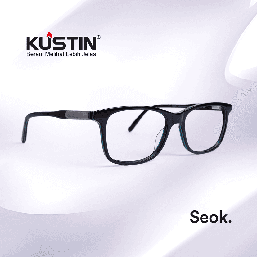 Kustin – SEOK | Frame Kacamata Square Elegan Unisex | Bisa Lensa Minus Plus Silinder